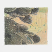 サボテン |グリーン（ばちゃばちゃ）跳ねる フリースブランケット (正面(横))