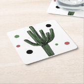 サボテン スクエアペーパーコースター (アングル)
