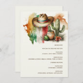 サボテン、ソンブレロ・フィエスタパーティー。メキシコ料理カフェ メニュー (正面/裏面)