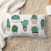サボテン・トゲトゲ・多肉植物の鉢植え ランバークッション (ブランケット)