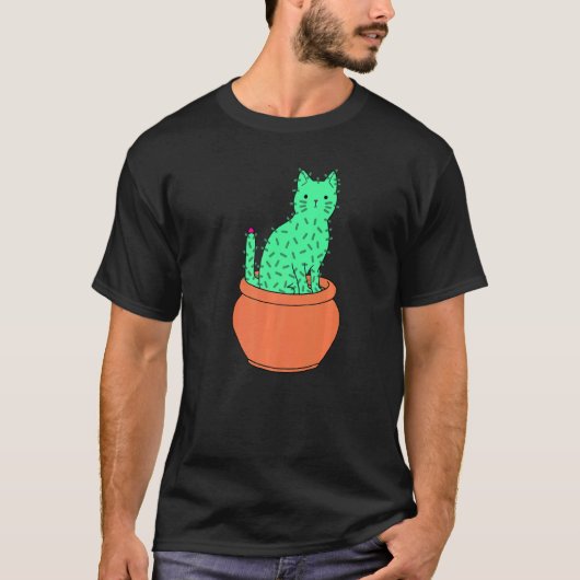 サボテン ネコ Tシャツ (正面)