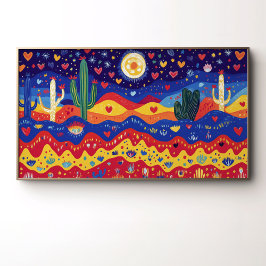 サボテン、ハート、ムーンライトの星 ポスター