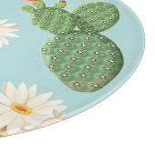 サボテン、ピンク色の花：ライトデコール カッティングボード (角)