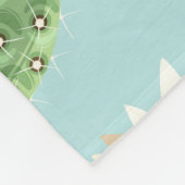 サボテン、ピンク色の花:ライトデコール フリースブランケット (角)