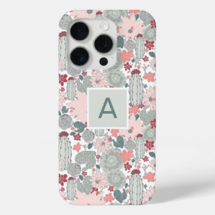 サボテン・ピンク・ミント多肉種のデザート・プラント iPhone 15 PROケース