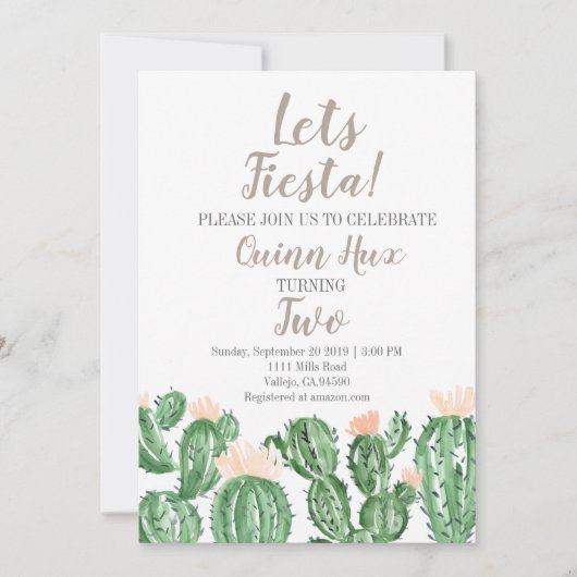サボテン・フィエスタ多肉誕生日パーティー招待状 招待状 (正面)