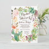 サボテン、ブライダルシャワーの招待状のsucculents、 招待状 (スタンド正面)