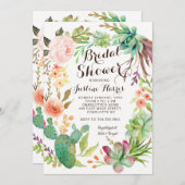 サボテン、ブライダルシャワーの招待状のsucculents、 招待状 (正面/裏面)