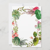 サボテン、ブライダルシャワー招待多肉類。 招待状 (裏面)