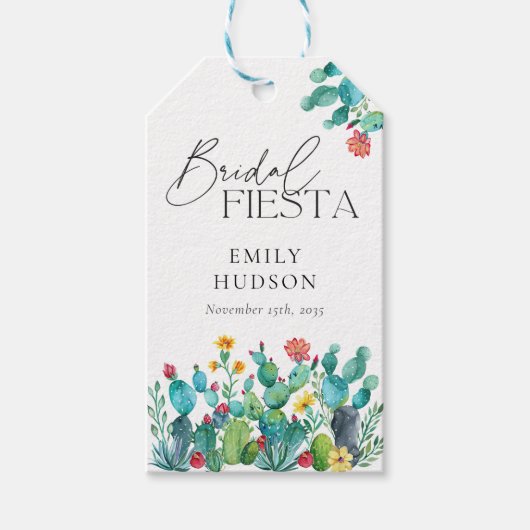 サボテン メキシカンフィエスタ ブライダルシャワー ギフトタグ (正面)