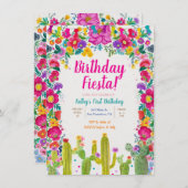 サボテン・メキシカンフラワー1stバースデーフェスタ 招待状 (正面/裏面)