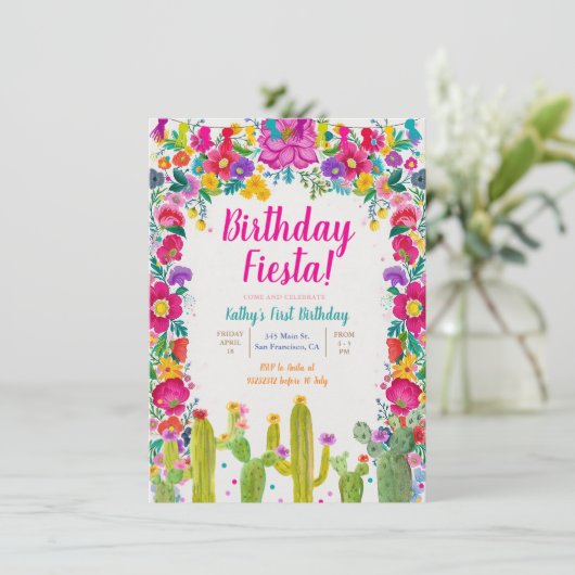 サボテン・メキシカンフラワー1stバースデーフェスタ 招待状 (スタンド正面)