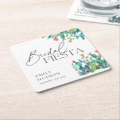 サボテン メキシコ フィエスタ ブライダル シャワー スクエアペーパーコースター (アングル)