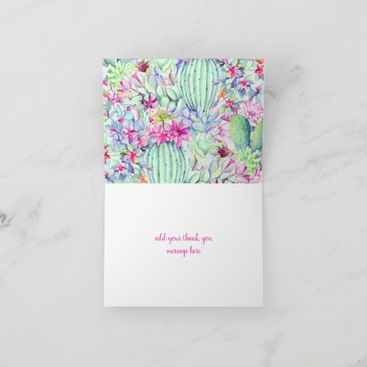 サボテン ランタン 多肉植物 ブライダルシャワーのお礼 サンキューカード (内部)