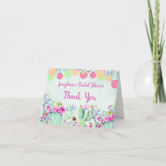 サボテン ランタン 多肉植物 ブライダルシャワー 感謝カード (正面)