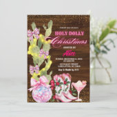 サボテン ワイルド ウェスト ピンク ガール クリスマス パーティー 招待状 (スタンド正面)