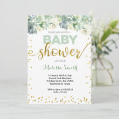 サボテン　多肉植物のベイビーシャワー招待状カード 招待状 (スタンド正面)