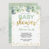 サボテン　多肉植物のベイビーシャワー招待状カード 招待状 (正面/裏面)