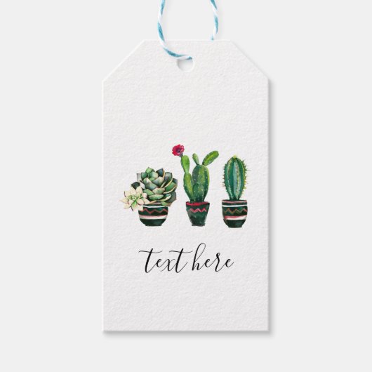 サボテン、多肉植物、水彩、フィエスタ、メキシコ ギフトタグ (正面)