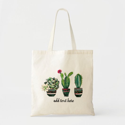 サボテン、多肉植物、水彩、フィエスタ、メキシコ トートバッグ (正面)