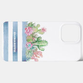 サボテン 多肉植物 花 ストライプ柄 Case-Mate iPhoneケース (裏面 (横))
