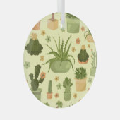サボテン、多肉類:ヴィンテージの観葉植物のパターン。 ガラスオーナメント (正面右)