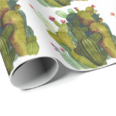 サボテン、多肉類:ヴィンテージ水色。 ラッピングペーパー (ロールコーナー)