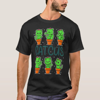 サボテン、女性男性サボテン ネコ、植物 、サボテン、植物 Tシャツ