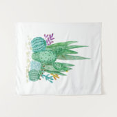 サボテン、水彩 タペストリー (正面(横))