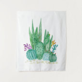 サボテン、水彩 タペストリー (正面)