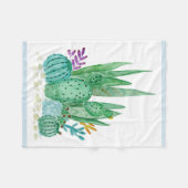 サボテン、水彩 フリースブランケット (正面(横))