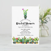 サボテン 花 モダン ラスティックな Southwestern-style のウェディングシャワー 招待状 (スタンド正面)