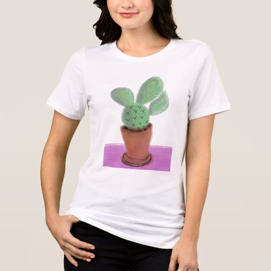 サボテン 観葉植物 紫 グリーン 緑の植物 トライブレンドＴシャツ (正面)