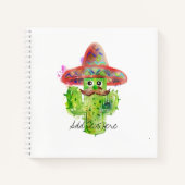 サボテンArt Mustache Hat Fiesta ADD文字おもしろい ノートブック (正面)