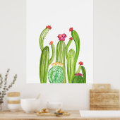 サボテンCactiアリゾナ砂漠アート多肉植物 ポスター (キッチン)