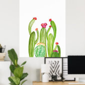 サボテンCactiアリゾナ砂漠アート多肉植物 ポスター (ホームオフィス)