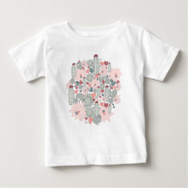 サボテンCactiピンクミント多肉砂漠の花 ベビーTシャツ
