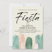 サボテンFiestaピンクのバーチャルベビーシャワー 招待状 (正面)