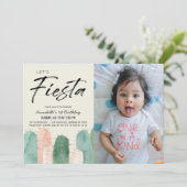 サボテンFiestaピンク写真1st誕生日招待状 招待状 (スタンド正面)