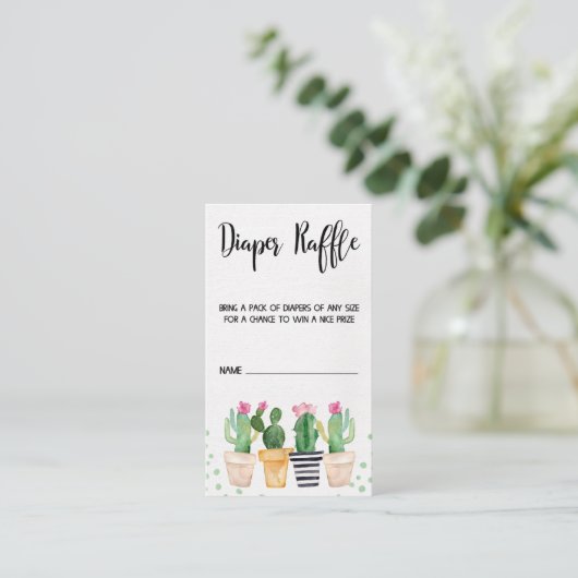 サボテンFiesta赤ちゃんシャワーおむつラッフルカード エンクロージャーカード (スタンド正面)
