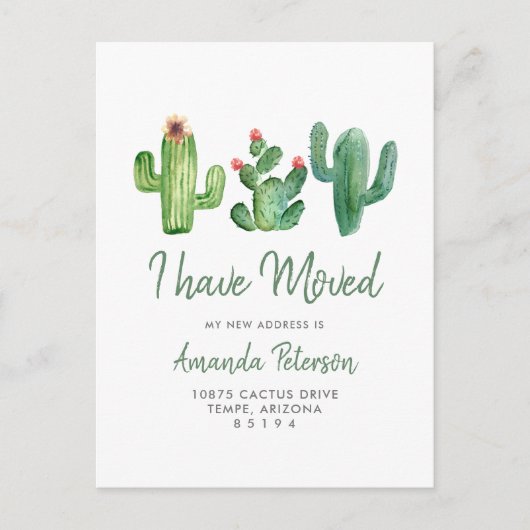 サボテンIは移動発表の郵便はがきを動かしました 案内ポストカード (正面)
