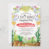 サボテンIはBBQのパーティの招待状-素朴な木--をします 招待状 (正面)