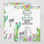 サボテンLlamaベビーシャワー 招待状 (正面/裏面)