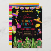 サボテンNo Time To Siesta 1st Birthday Girl 招待状 (正面/裏面)