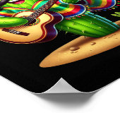 サボテンSombrero Guitar Cinco De Mayo Boys Kids Men ポスター (角)