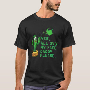 サボテンYesオールオーバー顔パパお願い Tシャツ
