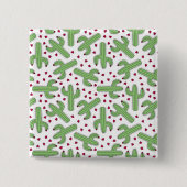 サボテ図解入りの、写真付きのンとピンクの花の模様 缶バッジ (正面)