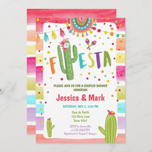 サボフィエスタメキシコカップルシャワー招待状 招待状 (正面/裏面)