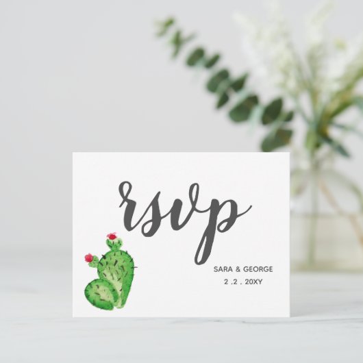 サボメ素朴キシカンディング出欠 インビテーションポストカード (スタンド正面)