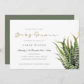 サボモダンスフローラガーデンウォーターカラーベビーシャワー 招待状 (正面/裏面)